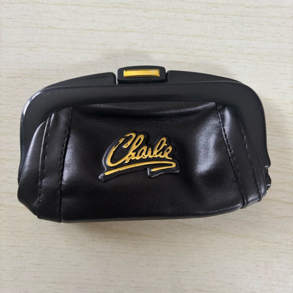 Vintage Charlie brand makeup bag from the 70s. Black Clutch Bag Coin Purse
